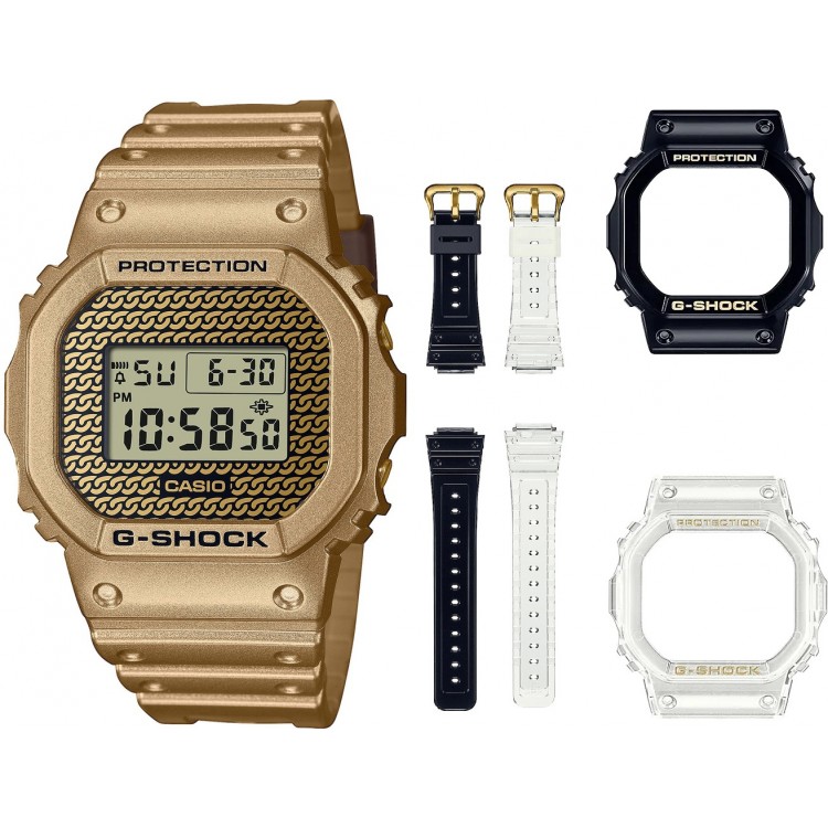 Ceas Barbati, Casio G-Shock, The Origin DWE-5600HG-1ER, Set cu 2 bratari si carcase suplimentare