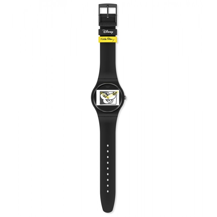 Ceas Swatch, Keith Haring Mickey Blanc Sur Noir SUOZ337