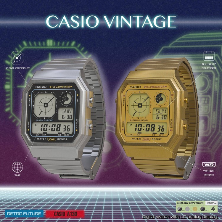 Ceas Casio, Vintage Edgy A130WEG-9AEF Ceas Casio, Vintage Edgy A130WEG-9AEF