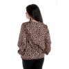 Bluza Dama cu Decolteu in V, Satin Leopard, Maro