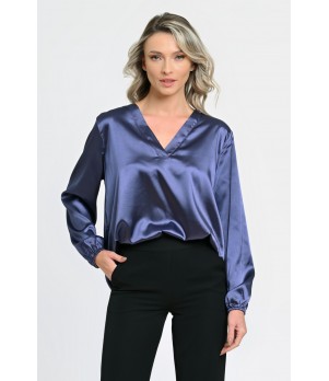 Bluza Dama cu Funda Ampla, Indigo Satin