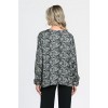 Bluza Dama cu Maneca lunga tip Kimono, Negru cu Alb stil Baroque
