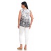 Bluza Dama fara Maneci Alb Negru cu Imprimeu Floral