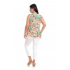 Bluza Dama fara Maneci cu Imprimeu Floral Albastru/ Portocaliu