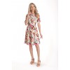 Rochie cu Volane Dama V278, Crem cu Imprimeu Floral