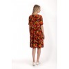 Rochie cu Volane Dama V279, Rosu cu imprimeu multicolor