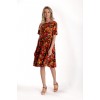 Rochie cu Volane Dama V279, Rosu cu imprimeu multicolor