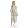 Rochie Lunga Dama V271, crem cu imprimeu floral verde