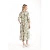 Rochie Lunga Dama V271, crem cu imprimeu floral verde