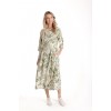 Rochie Lunga Dama V271, crem cu imprimeu floral verde