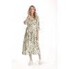 Rochie Lunga Dama V271, crem cu imprimeu floral verde