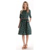 Rochie Medie Dama V273, Verde inchis cu buline albe