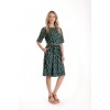 Rochie Medie Dama V273, Verde inchis cu buline albe