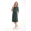 Rochie Medie Dama V273, Verde inchis cu buline albe
