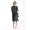 Rochie Medie Dama V273, Verde inchis cu buline albe