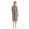 Rochie Medie Dama V275, Imprimeu Combinat Crem, Mustar si Verde