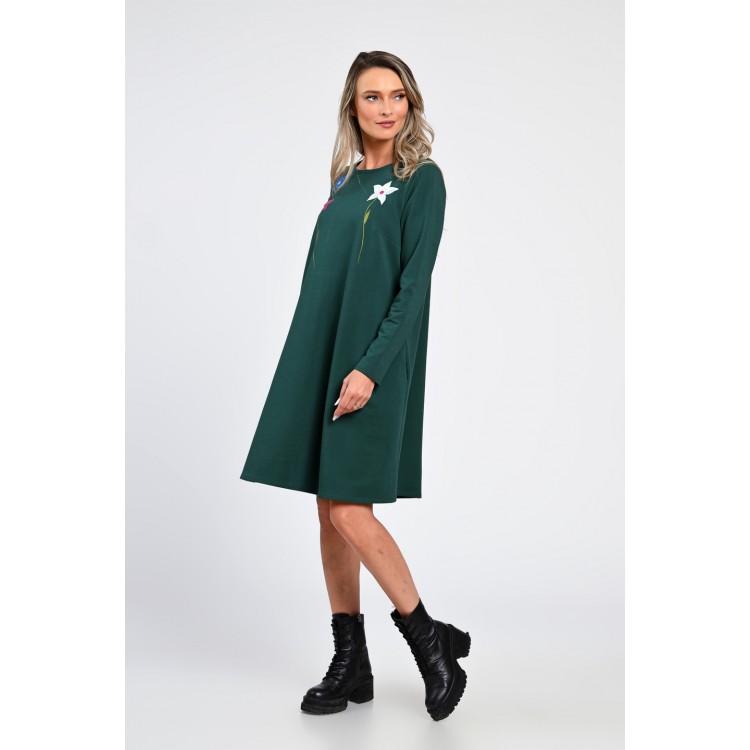 Rochie Dama, Eranthe, A-Line, cu Buzunare Laterale si Pictura Realizata Manual V363