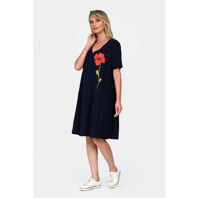Rochie Dama, Eranthe, V-Neckline, cu Pictura Realizata Manual V342