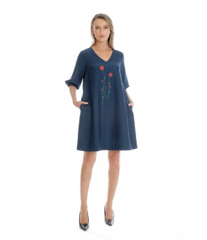 Rochie Dama, Eranthe, V-Neckline, cu Pictura Realizata Manual V346