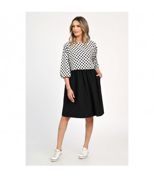 Rochie Medie Dama, Casual, cu Buline alb/negru 309