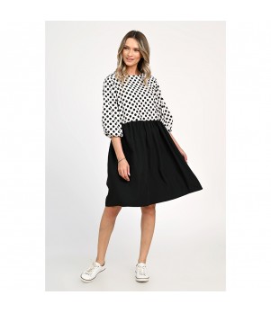 Rochie Medie Dama, Casual, cu Buline alb/negru 309