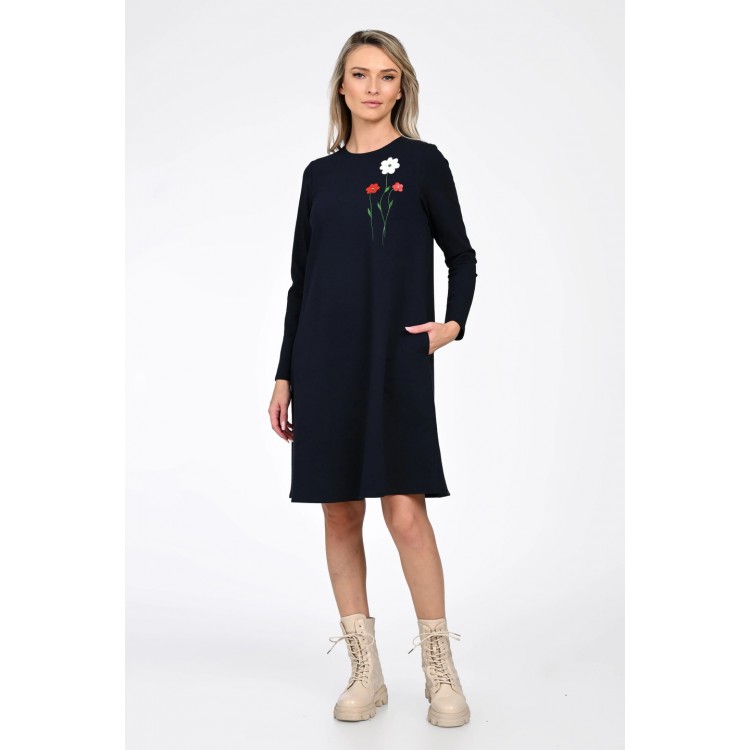 Rochie Dama, Eranthe, A-Line, cu Pictura Realizata Manual V364A