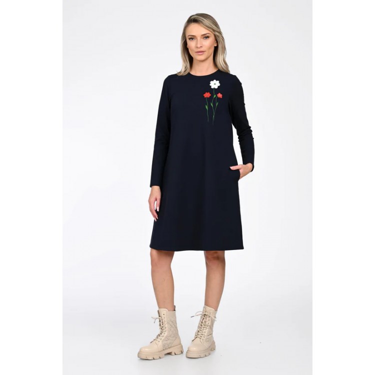 Rochie Dama, Eranthe, A-Line, cu Pictura Realizata Manual V364A