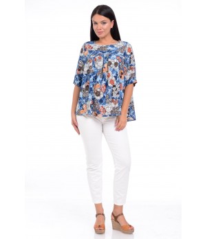 Bluza Dama Ampla cu flori Albastra Bluza Dama Ampla cu flori Albastra