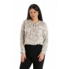 Bluza Dama, Asimetrica, Bej cu imprimeu Floral si Funda