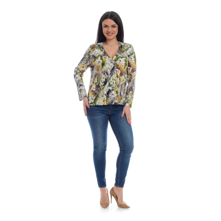 Bluza Dama, Multicolora, cu Imprimeu Floral si decolteu V Bluza Dama, Multicolora, cu Imprimeu Floral si decolteu V