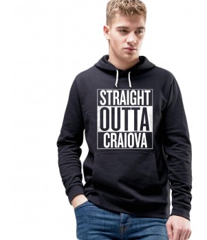 Hanorac Barbati Negru- Straight Outta Craiova
