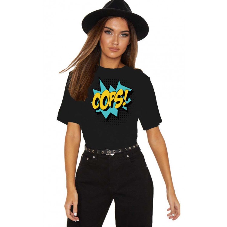 Tricou dama negru - Oops Tricou dama negru - Oops