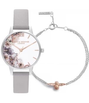 Ceas Dama, Olivia Burton, Watercolour Florals OBGSET45, Set cu Bratara
